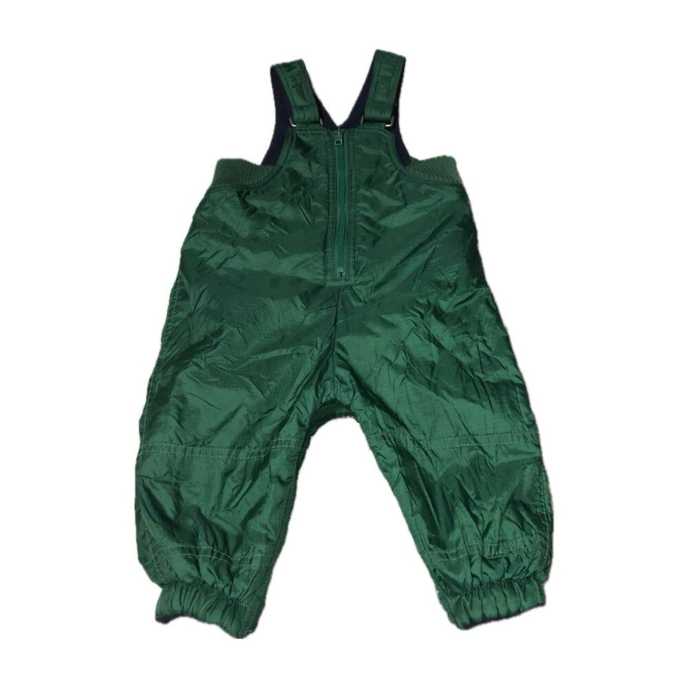 Baby Gap Green Nylon Insulated Snow Bib Overalls Size 6-12 Months
